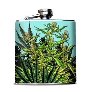 Cannabis Botanical Print Flask for Women NWOT